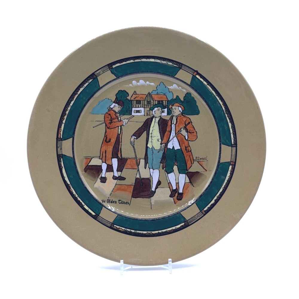 Buffalo Pottery Signed Deldare Ware 8" Plate Ye Olden‎ Times 1908 Antique Rare